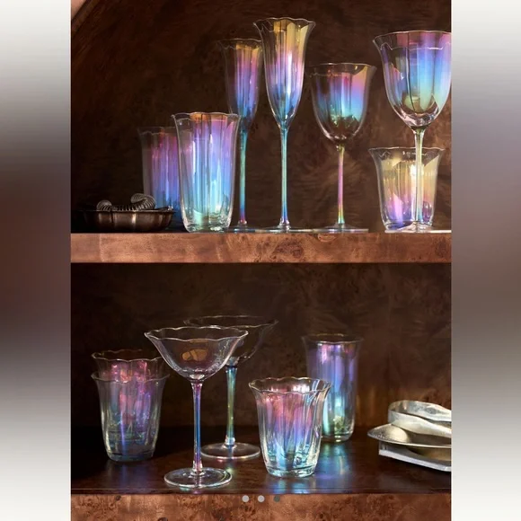 NWT (4) Anthropologie Fleur Pearl iridescent Glasses - Picture 2 of 3